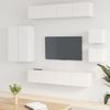 Set De Muebles Para Tv 8 Piezas Madera Contrachapada Blanco Vidaxl