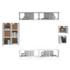 Set De Muebles Para Tv 8 Piezas Madera Contrachapada Blanco Vidaxl