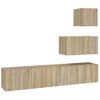 Set De Muebles Para Tv 4 Pzas Madera Contrachapada Roble Sonoma Vidaxl