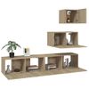 Set De Muebles Para Tv 4 Pzas Madera Contrachapada Roble Sonoma Vidaxl