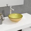 Lavabo De Vidrio Templado Dorado 30x12 Cm Vidaxl