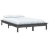 Estructura De Cama De Madera Maciza De Pino Gris 160x200 Cm Vidaxl