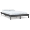 Estructura De Cama De Madera Maciza De Pino Gris 200x200 Cm Vidaxl