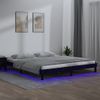 Estructura De Cama Con Led Madera Maciza Negra 160x200 Cm Vidaxl