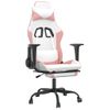 Silla Gaming Masaje Y Reposapiés Cuero Sintético Blanco Y Rosa Vidaxl