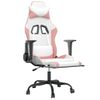 Silla Gaming Masaje Y Reposapiés Cuero Sintético Blanco Y Rosa Vidaxl