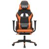 Silla Gaming Masaje Y Reposapiés Cuero Sintético Negro Naranja Vidaxl