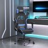 Silla Gaming De Masaje Con Reposapiés Tela Negro Y Azul Vidaxl