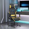 Silla Gaming De Masaje Con Reposapiés Tela Negro Y Amarillo Vidaxl