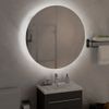 Armario De Baño Con Espejo Redondo Y Led Gris 54x54x17,5 Cm Vidaxl