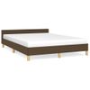 Estructura De Cama Con Cabecero De Tela Marrón Oscuro 140x190cm Vidaxl