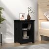 Mesita De Noche Madera Maciza De Pino Negro 40x35x55 Cm Vidaxl