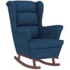 Sillón Mecedora Patas Madera Y Taburete Terciopelo Azul Vidaxl