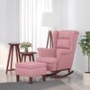 Sillón Mecedora Patas Madera Y Taburete Terciopelo Rosa Vidaxl