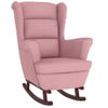 Sillón Mecedora Patas Madera Y Taburete Terciopelo Rosa Vidaxl