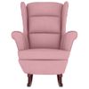 Sillón Mecedora Patas Madera Y Taburete Terciopelo Rosa Vidaxl