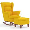 Sillón Mecedora Patas Madera Y Taburete Terciopelo Amarillo Vidaxl