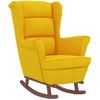 Sillón Mecedora Patas Madera Y Taburete Terciopelo Amarillo Vidaxl