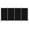 Biombo Divisor De 4 Paneles De Tela Negro 346x180 Cm Vidaxl