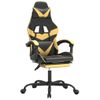 Silla Gaming Giratoria Reposapiés Cuero Sintético Negro Dorado Vidaxl