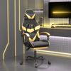 Silla Gaming Giratoria Reposapiés Cuero Sintético Negro Dorado Vidaxl