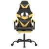 Silla Gaming Giratoria Reposapiés Cuero Sintético Negro Dorado Vidaxl