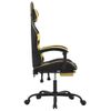 Silla Gaming Giratoria Reposapiés Cuero Sintético Negro Dorado Vidaxl