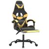 Silla Gaming Giratoria Reposapiés Cuero Sintético Negro Dorado Vidaxl