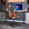 Silla Gaming Giratoria Cuero Sintético Negro Y Naranja Vidaxl