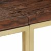 Mesa Consola Acero Inoxidable Madera Maciza Traviesa Dorado Vidaxl