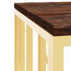 Mesa De Centro Acero Inoxidable Madera Maciza Reciclada Dorada Vidaxl