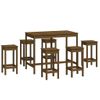 Set De Bar 7 Piezas Madera Maciza De Pino Marrón Miel Vidaxl