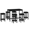 Set De Bar 7 Piezas Madera Maciza De Pino Negro Vidaxl