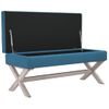 Taburete Con Almacenaje Terciopelo Azul 110x45x49 Cm Vidaxl