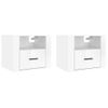 Mesitas De Noche De Pared 2 Uds Blanco Brillante 50x36x40 Cm Vidaxl