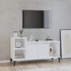 Mueble De Tv Madera Contrachapada Blanco Brillo 100x35x55 Cm Vidaxl