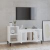 Mueble De Tv Madera Contrachapada Blanco Brillo 100x35x55 Cm Vidaxl