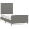 Estructura De Cama Con Cabecero De Tela Gris Oscuro 80x200 Cm Vidaxl