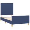 Estructura De Cama Con Cabecero De Tela Azul 90x190 Cm Vidaxl