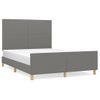 Estructura De Cama Con Cabecero De Tela Gris Oscuro 140x190 Cm Vidaxl