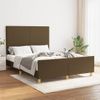 Estructura De Cama Con Cabecero De Tela Marrón Oscuro 140x190cm Vidaxl