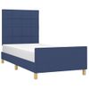 Estructura De Cama Con Cabecero De Tela Azul 90x190 Cm Vidaxl