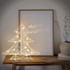 Árbol De Navidad Deco 30cm Con Leds Blanco Cálido Metal Plateado