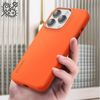 Funda Magsafe Para Iphone 15 Pro Max Silicona Mat Suave Grafito Naranja Decoded