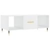 Mesa De Centro Madera Contrachapada Blanco Brillo 102x50x40 Cm Vidaxl