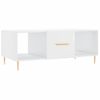 Mesa De Centro Madera Contrachapada Blanco Brillo 102x50x40 Cm Vidaxl