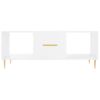 Mesa De Centro Madera Contrachapada Blanco Brillo 102x50x40 Cm Vidaxl