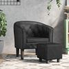 Sillón Con Taburete Cuero Sintético Negro Vidaxl