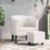 Sillón Con Taburete Cuero Sintético Blanco Vidaxl