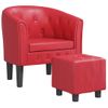 Sillón Con Taburete Cuero Sintético Rojo Vidaxl